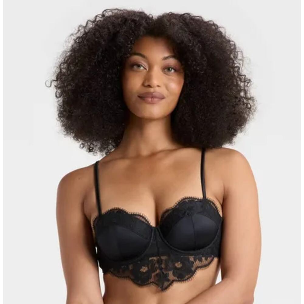 Auden NWT Women's Size XS Black Lace Lightly Lined Underwire Lingerie Bra